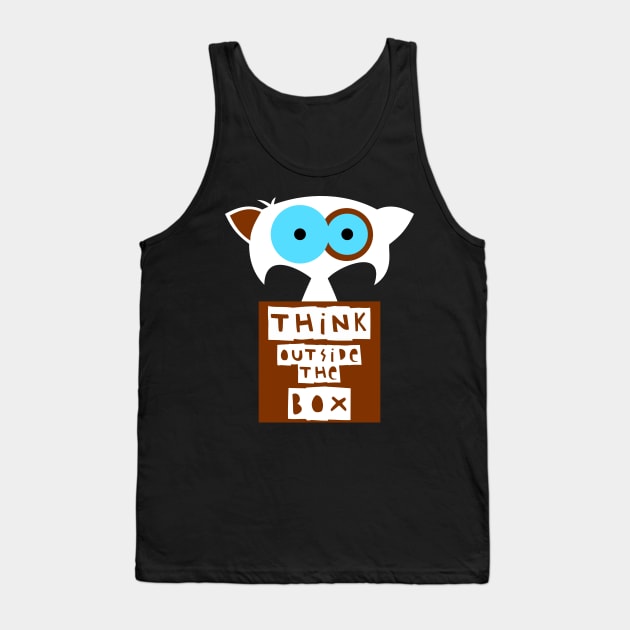 Funny cat – Think outside the box. (Chopin) Tank Top by LiveForever